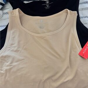 Adrienne Vittadini Tan and Black Tank Tops